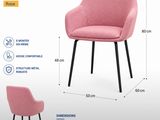 les dimensions d'une chaise rose aux pieds noirs