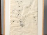 an image of a pencil drawing of a man on a wooden easel