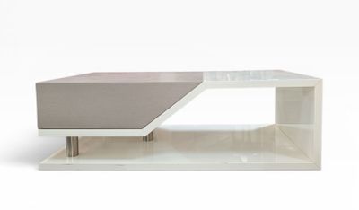 an image of a modern coffee table in white and grey