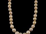 a white pearl necklace on a black background