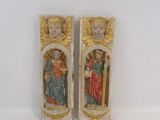 paire de figurines religieuses anciennes représentant Jésus et Marie