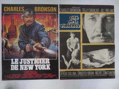 deux affiches de cinéma représentant un homme tenant une arme et une femme tenant une arme