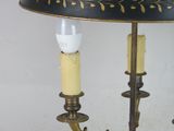 a lamp that has a black shade on it