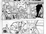 une page en noir et blanc d'une bande dessinée mettant en scène des personnages de BD