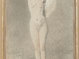 an image of a drawing of a nude woman with her hands on her head