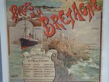 peinture représentant une affiche sur laquelle figure l'image d'un bateau sur l'eau