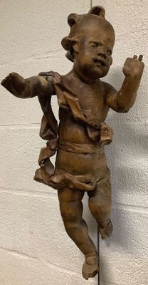 Chérubin ou putto baroque en bois sculpté, XVIIIème siecle, …