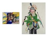 deux tableaux représentant un homme en manteau vert et un tableau représentant un homme en manteau vert