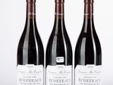 trois bouteilles de vin sont alignées sur une surface blanche