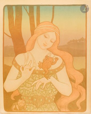 tableau représentant une femme tenant une fleur dans ses mains