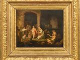 painting of a painting of a group of people in a room
