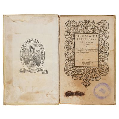 an old book with a picture of a man and a woman on it