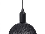 a close up of a black hanging light with a hook