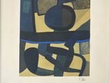 une image représentant une peinture abstraite bleue et jaune