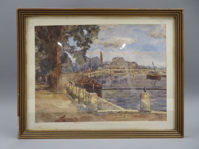 Auxerre. Aquarelle sur papier, signée et située en bas à dro…