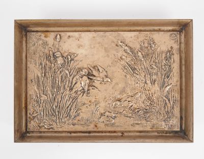 M. THOMAS SOYER. Plaque 1900 en bronze à décor en léger reli…