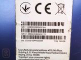 a label on the back of a cell phone