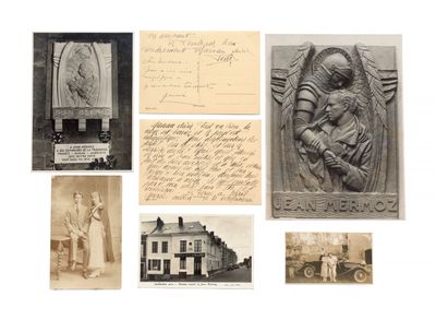 an old photo of a collection of old postcards with pictures of people and animals