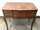 an image of a wooden desk with drawers and drawers on it