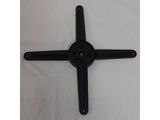 a close up of a black metal cross on a white background