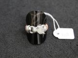bague en argent sterling sertie d'onyxite noire et de diamants blancs