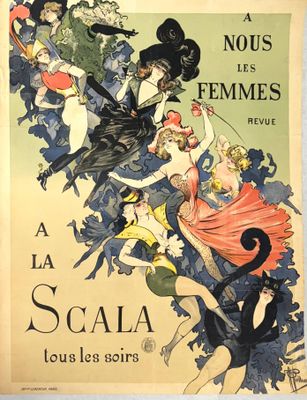 une affiche annonçant un défilé de mode féminin à Paris