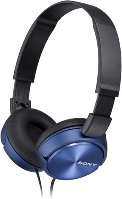Les écouteurs Sony sont bleus et noirs.