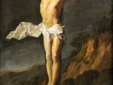 an image of a painting of jesus on the cross with a dove