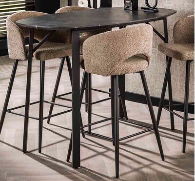 Table de bar ovale , plateau en bois aspect céramique grise,…