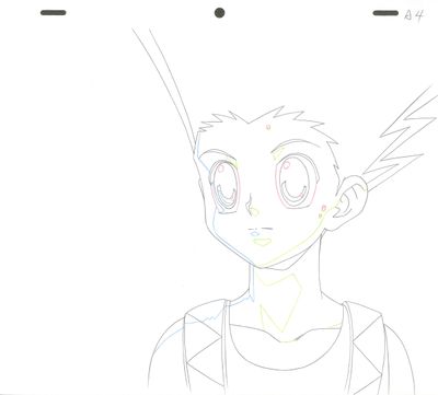 dessin représentant un jeune garçon aux cheveux courts, vêtu d'un débardeur et de bretelles