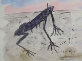a drawing of a bug that is walking in the sand