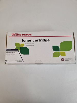 a box of office depot toner cartridges on a white surface