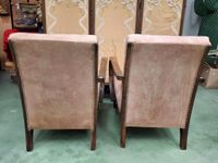 Paire de fauteuils bas en bois teinté l'assise et le dossier… (photo 5)