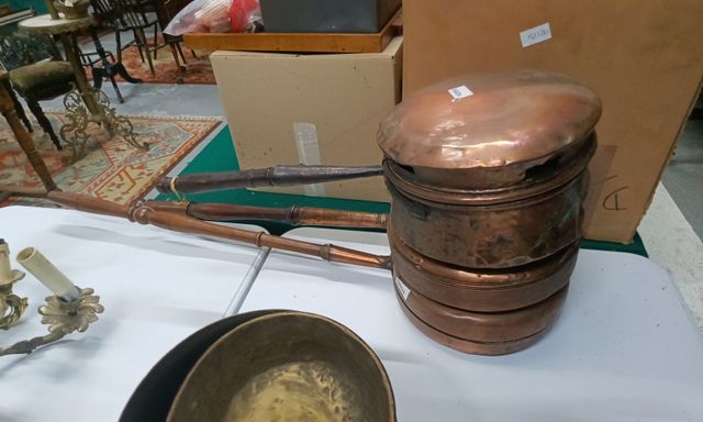 Cuivre - lot de 2 bassinoires et casserole avec couvercle