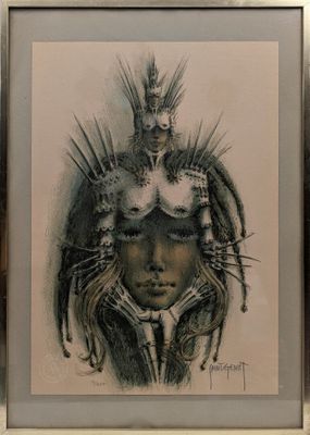 tableau représentant une femme coiffée d'une couronne, dans un cadre