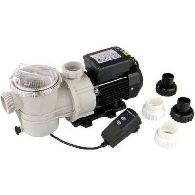 an image of a water pump with a pump head and accessories