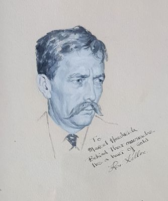 portrait of a man with a pipe in his mouth and a quote on it