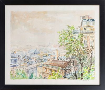 Branislav ZENDELSKI (né en 1936) Vue de Paris - 1989 Aquarel…