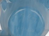 a blue vase that has a happy birthday message on it