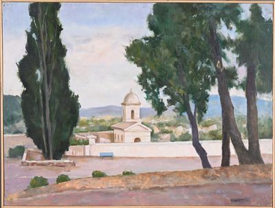 Maurice STOPPANI (1921-2014) Gréoux, le cimetière Huile sur …