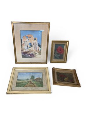 trois photos encadrées représentant une église et un tableau représentant une église