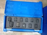 a close up of a blue box with a set of tools in it