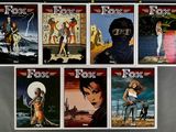 six covers of the fox comics are shown on a gray background