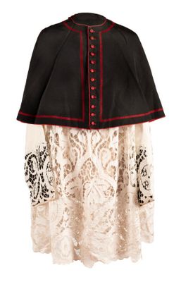 an image of a black and white cape with a red trim