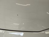 a white car with a black stripe on the hood