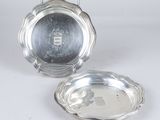 pair of silverplated trays with handles and handles