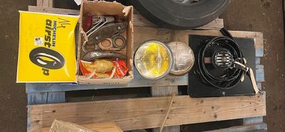 a pallet that has a bunch of items on it