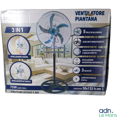 une boîte contenant un ventilateur posée sur une table