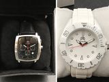 deux photos d'une montre dans un coffret et d'une montre dans un coffret