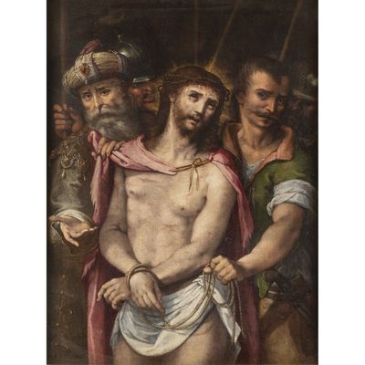 un tableau représentant Jésus sur la croix avec d'autres hommes